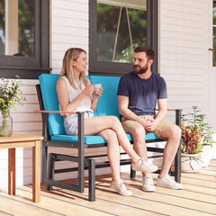 Outdoor Glider Bench for 2 Person, Patio Glider Loveseat with Thick Cushions for Garden Balcony Porch, Dark Grey