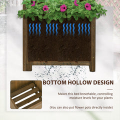 Raised Garden Bed Wood Planter with Trellis for Vine Climbing, 16" x 16" x 57", Brown