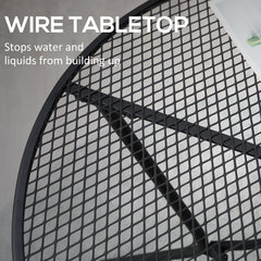 35" Round Patio Dining Table Steel Outside Table with Mesh Tabletop for Garden Backyard Poolside, Black