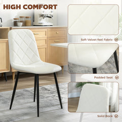 Dining Chairs Set of 4, Upholstered Dining Room Chairs with Steel Legs, Modern Kitchen Chair for Dining Room, Black