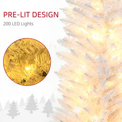 6' Pre Lit Artificial Pencil Christmas Trees, Xmas Tree with Realistic Branches and Warm White LED Lights, Green