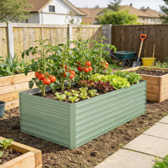 5' x 3' x 2' Raised Garden Bed, Galvanized Planter Box for Growing Flowers, Herbs and Vegetables, Black