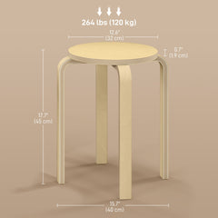 Round Stackable Chairs Set of 4, 18-Inch Backless Stacking Stools for Kitchen, Dining Room, Office, Outdoors