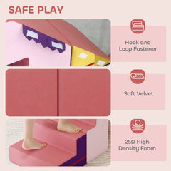 2-Piece Climbing Foam Blocks for Toddlers with Detachable Cover, Indoor Climb and Crawl Activity PlaySet, Pink