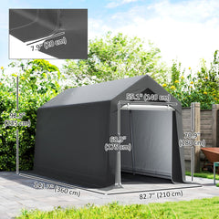 7' x 12' Outdoor Storage Shed Portable Garage with Roll-up Door for Motorcycle, Bike, Garden Tools, Beige