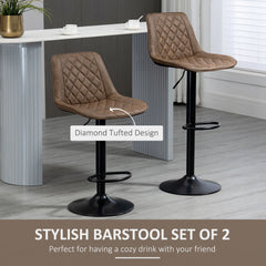 Bar Stools Set of 2, Swivel Counter Height Barstools with Back, Footrest, Adjustable Height, Black