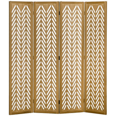3 Panel Room Divider, 5.6ft Tall Wood Folding Privacy Screens, Freestanding Partition Wall Dividers, Light Brown