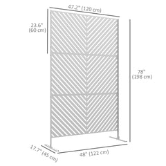 6.5FT Decorative Outdoor Divider, Metal Privacy Screen with Stand, Triangle Style, Black