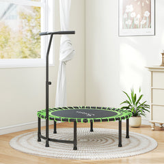 45" Mini Trampoline for Adults, Foldable Fitness Exercise Rebounder with Adjustable Handle