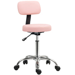 Adjustable Rolling Stool with Removable Backrest, Faux Leather Swivel Stool Chair for Salon Spa, Bar, Massage, Black