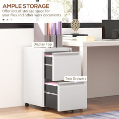 Mobile Vertical Filing Cabinet with Lock, 2-Drawer Steel File Cabinet with Adjustable Hanging Bar for Letter, A4 and Legal Size, Black