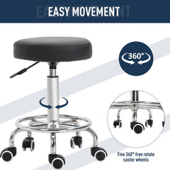 Adjustable Swivel Salon Stool Hydraulic PU Barber Rolling Massage Tattoo Chair Bar Beauty SPA Seat, Black
