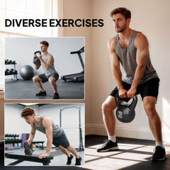 22lb Fitness Kettlebell, Plastic Exercise Weight, Weightlifting Tools with Sand, Handle, Noise Reduction for Home, Gym