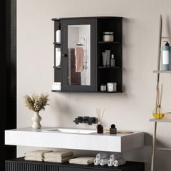 Mirrored Bathroom Wall Cabinet Wall Mounted Medicine Cabinet with Door & Shelves, White