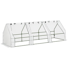 Portable Mini Greenhouse Tunnel Growing Tent Plants Flower Warm House w/ Zippered Roll-up Doors, Clear