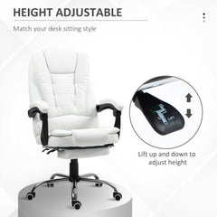 Ergonomic Office Chair with Back Support, PU leather Executive Office Chair with High Back, Retractable Footrest, Black