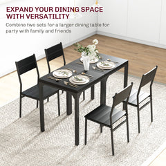 Dining Table Set for 2, 3 Piece Kitchen Table and Chairs with Metal Legs for Small Spaces, Natural Wood