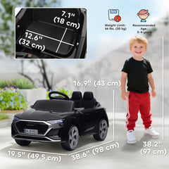 12V Battery Powered Kids Electric Car, Audi Q8 etron Sportback Licensed Ride on Car w/ Remote Control, Black