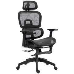 Mesh Office Chair with 3D Armrest, High Back Desk Chair with Lumbar Support, 135° Reclining, Adjustable Headrest, Black