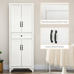 Freestanding Storage Cabinet, Kitchen Pantry Cabinet with 2 Shelves, 4 Doors for Dining Room, Black