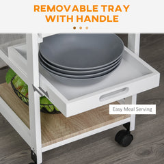 Rolling Kitchen Island Cart, Mobile Utility Storage Cart with Drawer, Wire Storage Basket, Removable Tray, Grey