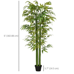 6 FT Artificial Tree Bamboo Tree Fake Plants in Pot for Home Office Living Room Decor, Green
