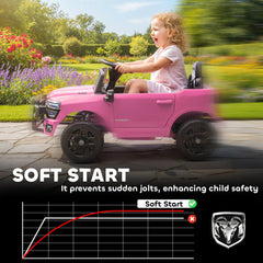 12V Ride on Car, Licensed Dodge RAM 3500 Electric Vehicle with Remote Control, Suspension for 3-5 Years, Black