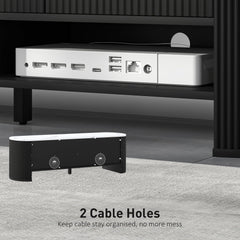 TV Stand, Modern TV Table with Marble-Effect Top, 3 Drawers and 2 Open Shelves for 32-65 Inch Television, Natural