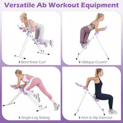 Ab Workout Equipment Foldable Abdominal Trainer Adjustable Ab Machine-White