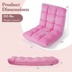 Adjustable 14-position Cushioned Floor Chair-Pink