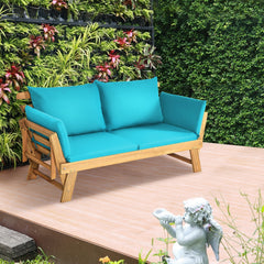 Adjustable, Patio Convertible Sofa with Thick Cushion-Turquoise