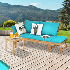 Adjustable, Patio Convertible Sofa with Thick Cushion-Turquoise