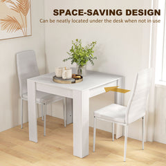 Dining Table Set for 2, Square Kitchen Table and Chairs, Dining Room Table and PU Leather Upholstered Chairs, Black