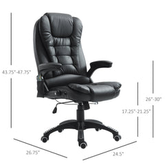 Executive Office Chairs Heated Massage High Back Reclining Office Chair Swivel Leather Adjustable Vibrating Furniture Black