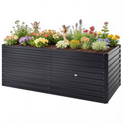 5' x 3' x 2' Raised Garden Bed, Galvanized Planter Box for Growing Flowers, Herbs and Vegetables, Black