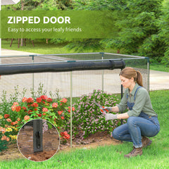 Galvanized Steel Crop Cage, Plant Protection Tent with Zippered Door, 4' x 4', Black