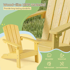 All-Weather HDPE Kid's Adirondack Chair with with High Backrest and Armrests-Yellow