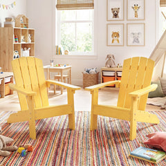 All-Weather HDPE Kid's Adirondack Chair with with High Backrest and Armrests-Yellow