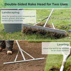 Aluminum Rake with 36 Inch Wide Rake Head and 68 Inch Long Handle
