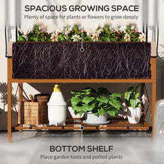 Raised Garden Bed with Cover, Metal Elevated Planter Box with Bottom Shelf and Liner, Black