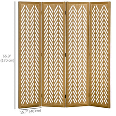 3 Panel Room Divider, 5.6ft Tall Wood Folding Privacy Screens, Freestanding Partition Wall Dividers, Light Brown