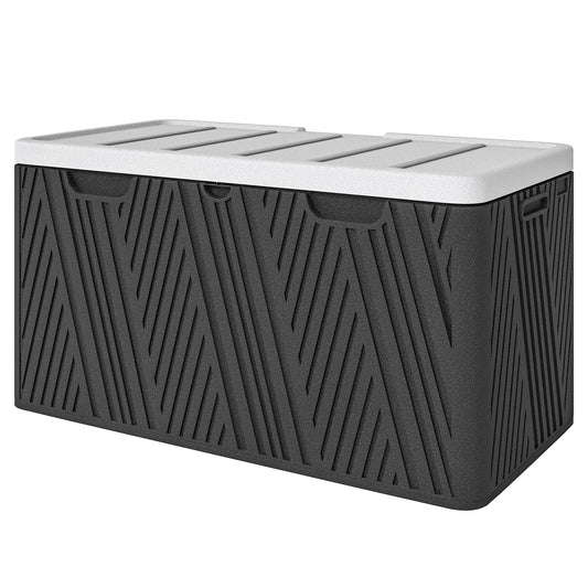 100 Gallon HDPE Outdoor Storage Box, Waterproof and Lockable Deck Box for Garden Tools and Pool Accessories