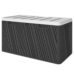 100 Gallon HDPE Outdoor Storage Box, Waterproof and Lockable Deck Box for Garden Tools and Pool Accessories