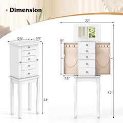 2 Colors Armoire Storage Standing Jewelry Cabinet with Mirror-White