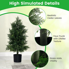Artificial Cedar Topiary Tree with Plastic Nursery Pot for Porch and Office