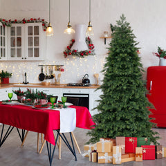 6 FT Artificial Christmas Tree, Unlit Hinged Spruce with 721 PE and PVC Tips and Metal Base