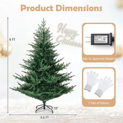 6 FT Pre-Lit Layered Christmas Tree with 830 PE and PVC Tips and 260 Warm White LEDs