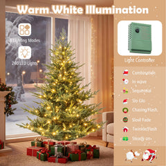 6 FT Pre-Lit Layered Christmas Tree with 830 PE and PVC Tips and 260 Warm White LEDs