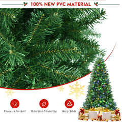 6 FT Pre-Lit Christmas Tree with Remote, Colour Changing LEDs, 4 Colours and 9 Lighting Modes