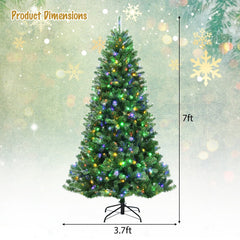 7 FT Pre-Lit Christmas Tree with Remote, Colour Changing LEDs, 4 Colours and 9 Lighting Modes